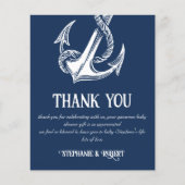 Nautical Witte Anker Baby Shower Bedankt (Voorkant)