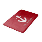 Nautical Witte Anker op Rood, Gepersonaliseerd Badmat (Gekanteld)