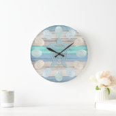 Nautical Wood Stripes, Zee Glass, schildpad Grote Klok (Huis)