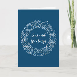 Nautical Wreath Coastal Christmas Holiday Feestdagen Kaart