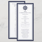 Nautical Yacht Club Navy Blue Menu Programma (Voorkant / Achterkant)