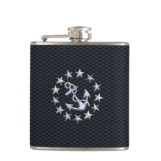 Nautical Yacht Flag Chrome Ensign on Grille Print Heupfles (Voorkant)