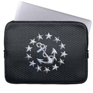 Nautical Yacht Flag Chrome Ensign on Grille Print Laptop Sleeve