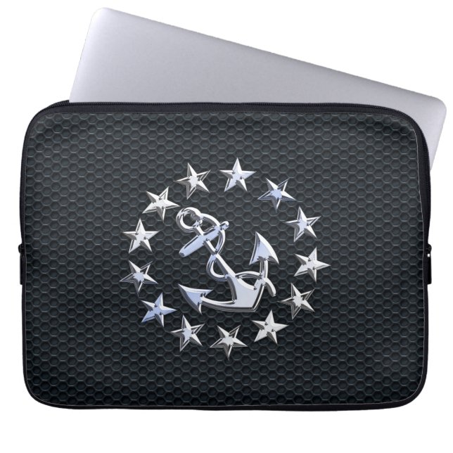 Nautical Yacht Flag Chrome Ensign on Grille Print Laptop Sleeve (Voorkant)