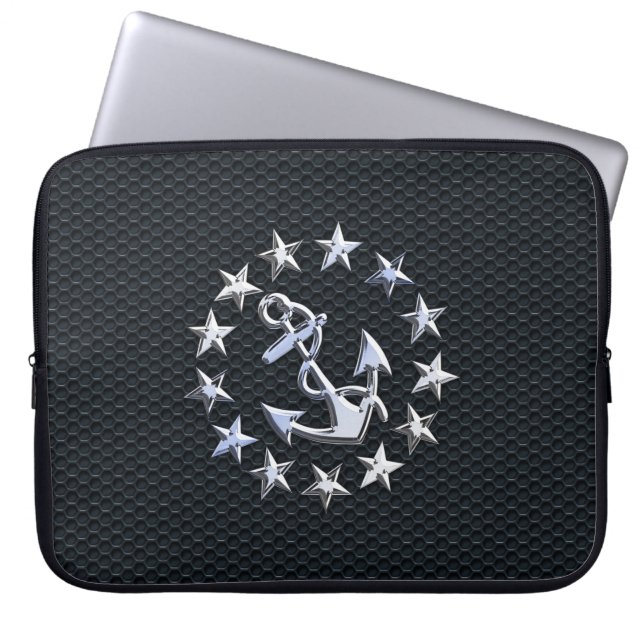 Nautical Yacht Flag Chrome Ensign on Grille Print Laptop Sleeve (Voorkant)