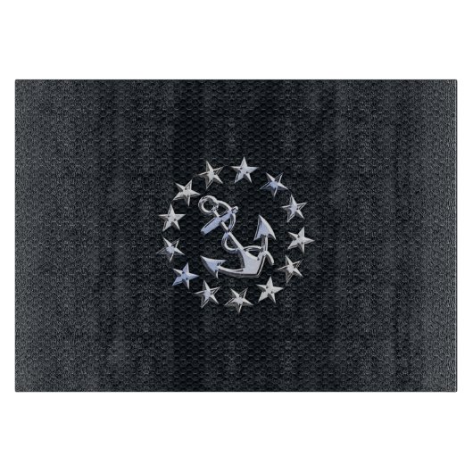 Nautical Yacht Flag Chrome Ensign on Grille Print Snijplank (Voorkant)