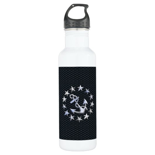 Nautical Yacht Flag Chrome Ensign on Grille Print Waterfles (Voorkant)