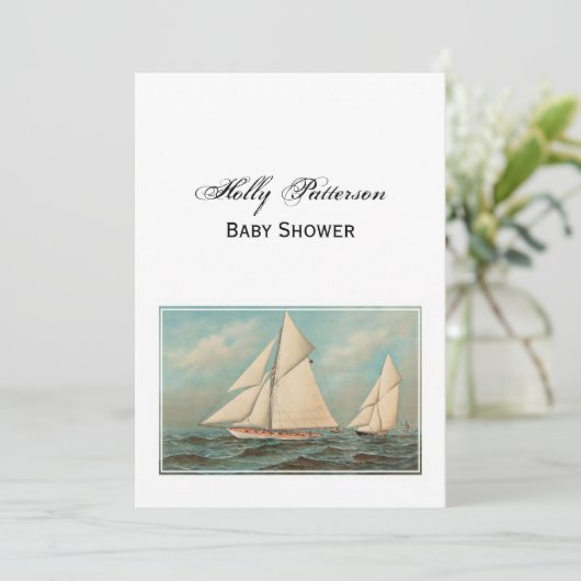 Nautical  Yachts Racing #1 Baby shower Kaart (Staand voorkant)