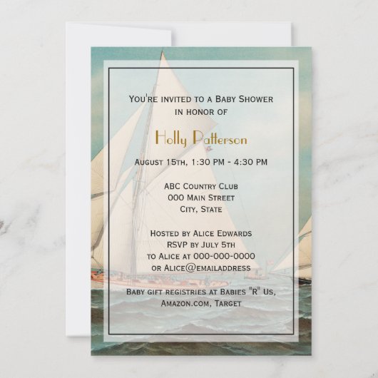 Nautical  Yachts Racing #1 Baby shower Kaart (Achterkant)