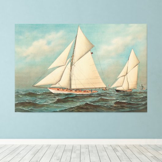 Nautical  Yachts Racing #1 Canvas Afdruk (Insitu (Houten vloer))