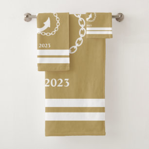 Nautical Yellow Anchor & Stripes Bad Handdoek