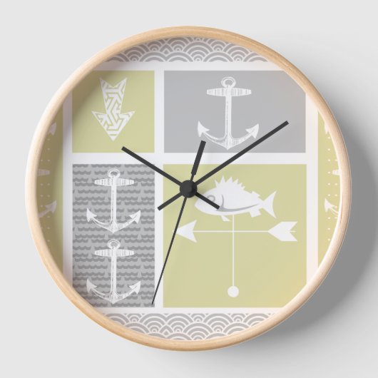 Nautical Yellow and Grey Anchor Fish Weather Vane (Voorkant)