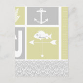 Nautical Yellow and Grey Anchor Fish Weather Vane Briefkaart (Voorkant)