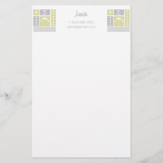 Nautical Yellow and Grey Anchor Fish Weather Vane Briefpapier (Voorkant)