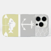 Nautical Yellow and Grey Anchor Fish Weather Vane Case-Mate iPhone Case (Achterkant (horizontaal))