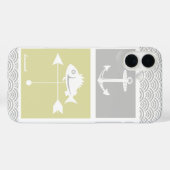 Nautical Yellow and Grey Anchor Fish Weather Vane Case-Mate iPhone Case (Achterkant (horizontaal))