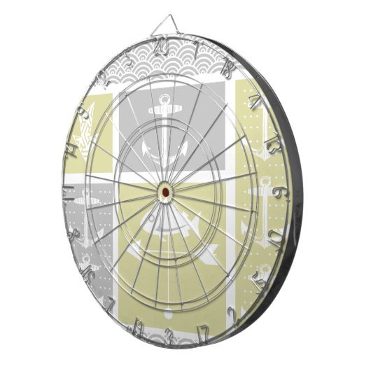 Nautical Yellow and Grey Anchor Fish Weather Vane Dartbord (Voorkant Rechts)