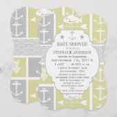 Nautical Yellow and Grey Anchor Fish Weather Vane Kaart (Voorkant / Achterkant)