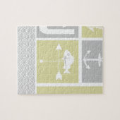 Nautical Yellow and Grey Anchor Fish Weather Vane Legpuzzel (Horizontaal)