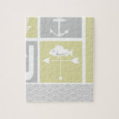 Nautical Yellow and Grey Anchor Fish Weather Vane Legpuzzel (Verticaal)