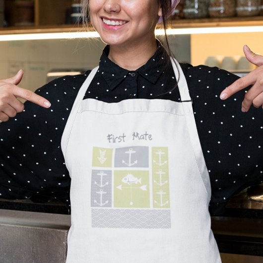 Nautical Yellow and Grey Anchor Fish Weather Vane Standaard Schort