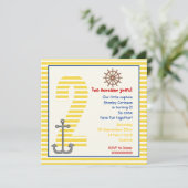 Nautical yellow sailboat, white 2e verjaardag part kaart (Staand voorkant)