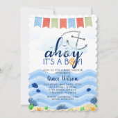 Nautical Zee Ahoy is een Baby shower-uitnodiging Kaart (Voorkant)