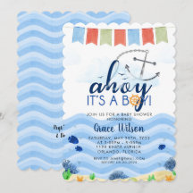 Nautical Zee Ahoy is een Baby shower-uitnodiging