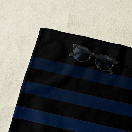 Nautical Zee Anchor Jouw naam of Boat Navy & Black Strandlaken (In situ)