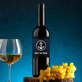 Nautical Zee Anchor Kapitein Name and Boat striped Wijn Etiket