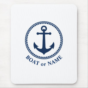 Nautical Zee Anchor Your Boat of Name Navy Blue Muismat