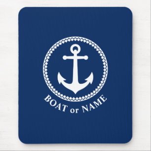 Nautical Zee Anchor Your Boat of Name Navy Blue Muismat