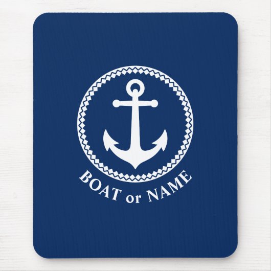 Nautical Zee Anchor Your Boat of Name Navy Blue Muismat (Voorkant)