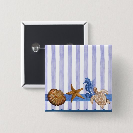 Nautical Zee Creats Vierkante Button 5,1 Cm (Voorkant /achterkant)