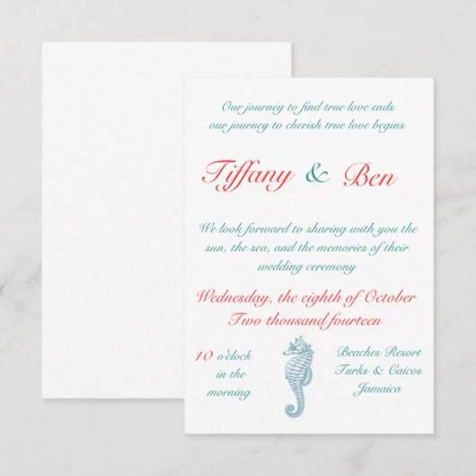 Nautical Zee Invite Kaart (Voorkant / Achterkant)