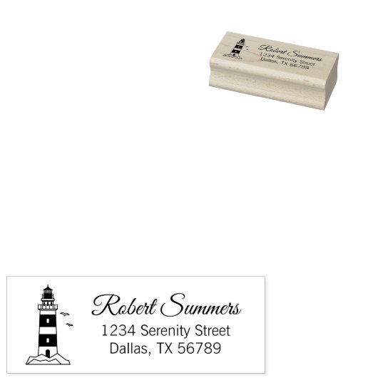 Nautical Zee Lighthouse Adres 2 Rubberstempel (Gestempeld)