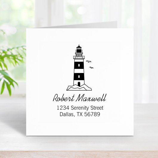 Nautical Zee Lighthouse Adres 3 Rubberstempel