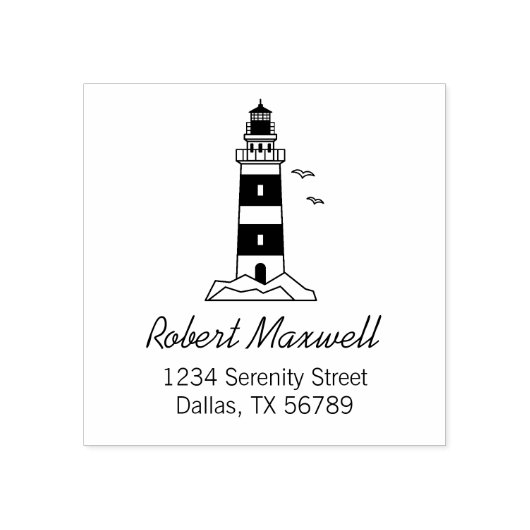 Nautical Zee Lighthouse Adres 3 Rubberstempel (Afrduk)