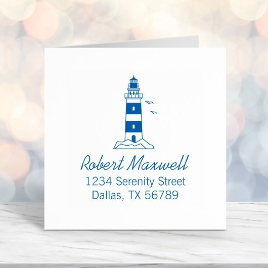 Nautical Zee Lighthouse Adres 4 Zelfinktende Stempel