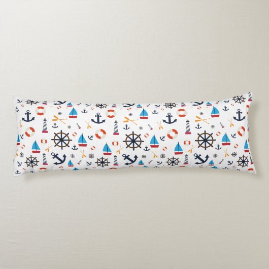 Nautical Zee Sailboat Lighthouse Bedding Lichaamskussen (Achterkant)