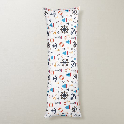 Nautical Zee Sailboat Lighthouse Bedding Lichaamskussen (Achterkant (Verticaal))