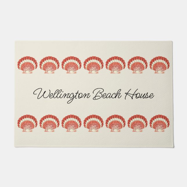 Nautical  Zee Shell Family Beach Boat Deurmat (Voorkant)