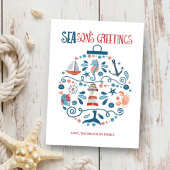 Nautical Zeeen & Greetings Beach Kerstannaming Feestdagenkaart