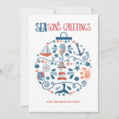 Nautical Zeeen & Greetings Beach Kerstannaming Feestdagenkaart (Voorkant)