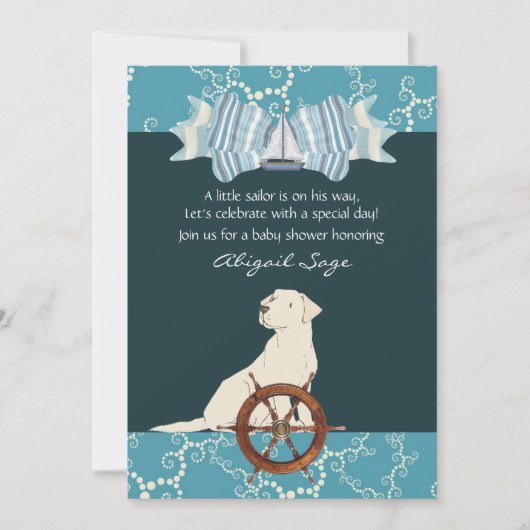 Nautical Zeilboot Labrador Hond Baby Shower Kaart (Voorkant)