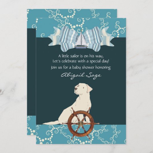 Nautical Zeilboot Labrador Hond Baby Shower Kaart (Voorkant / Achterkant)
