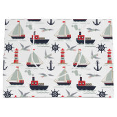 Nautical Zeilboot Zeiler Baby Boy Shower Feest Groot Cadeauzakje (Voorkant)