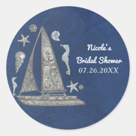 Nautical Zilver Boot & Strand Spullen Elegant Fees Ronde Sticker