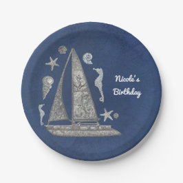 Nautical Zilver Boot & Strand Spullen Elegante Fee Papieren Bordje