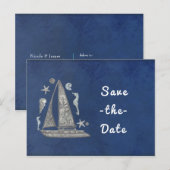 Nautical Zilver Boot & Strand Spullen Save the Dat Aankondigingskaart (Voorkant / Achterkant)